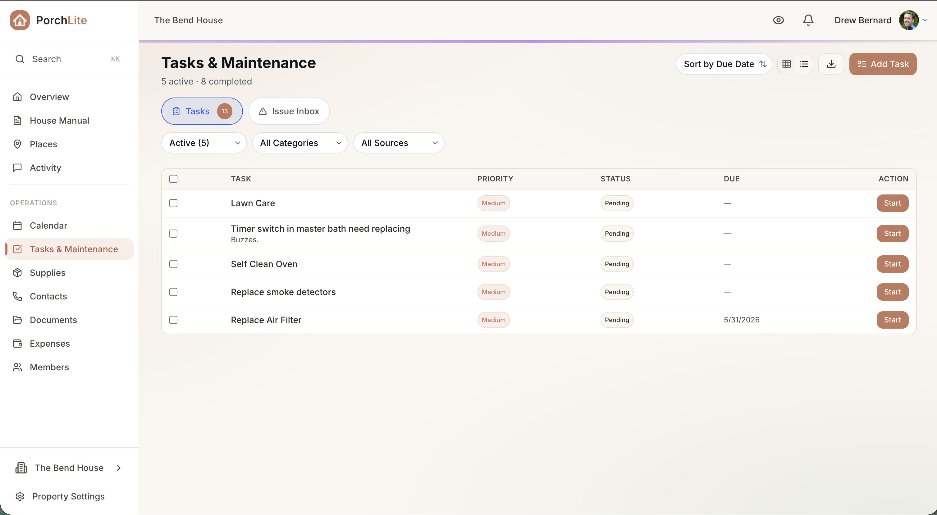 Task & Maintenance Management